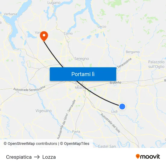 Crespiatica to Lozza map