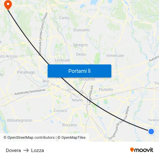 Dovera to Lozza map