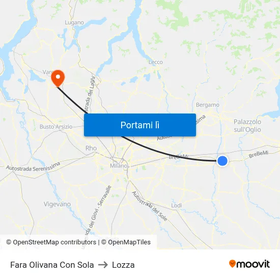 Fara Olivana Con Sola to Lozza map