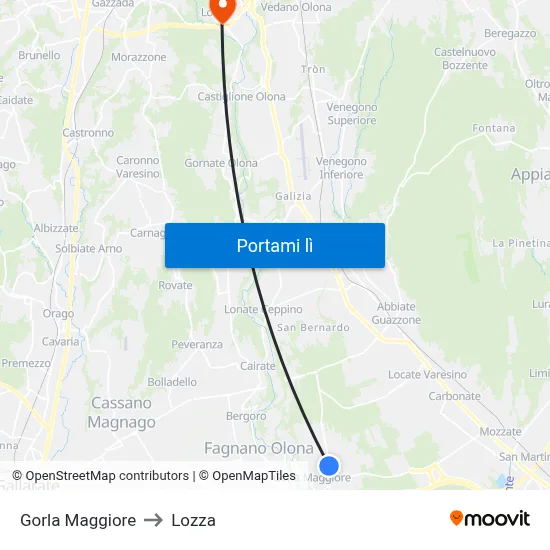 Gorla Maggiore to Lozza map