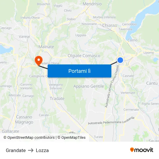 Grandate to Lozza map