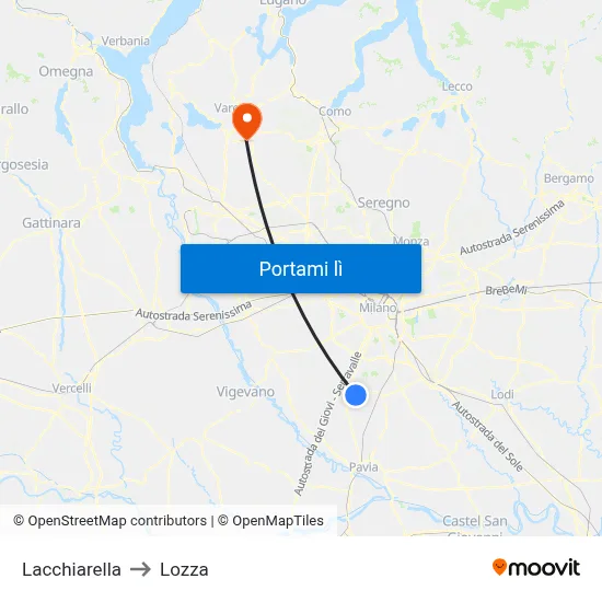 Lacchiarella to Lozza map