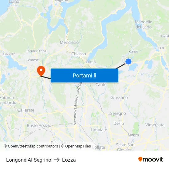 Longone Al Segrino to Lozza map