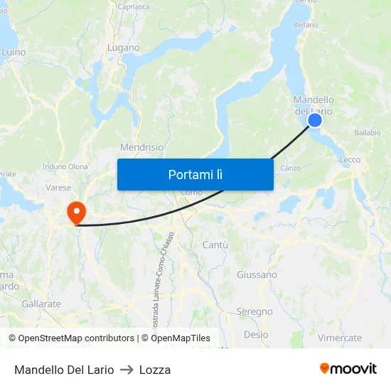 Mandello Del Lario to Lozza map