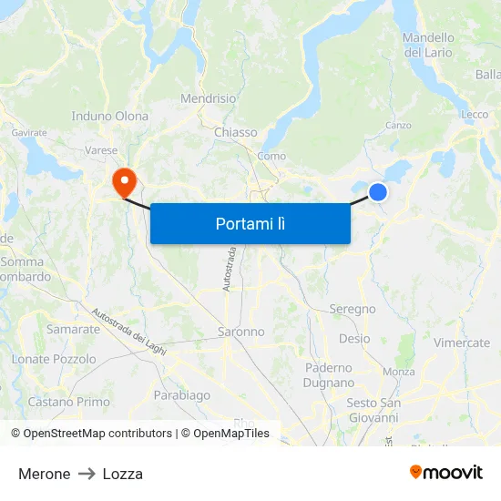 Merone to Lozza map