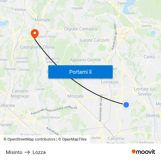 Misinto to Lozza map