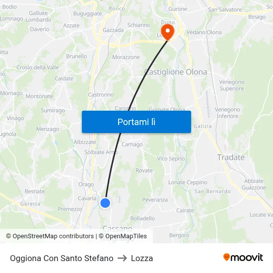 Oggiona Con Santo Stefano to Lozza map