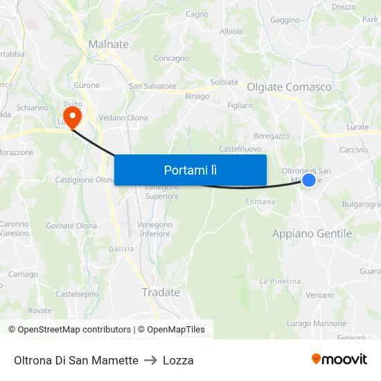 Oltrona Di San Mamette to Lozza map