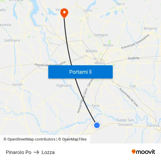 Pinarolo Po to Lozza map