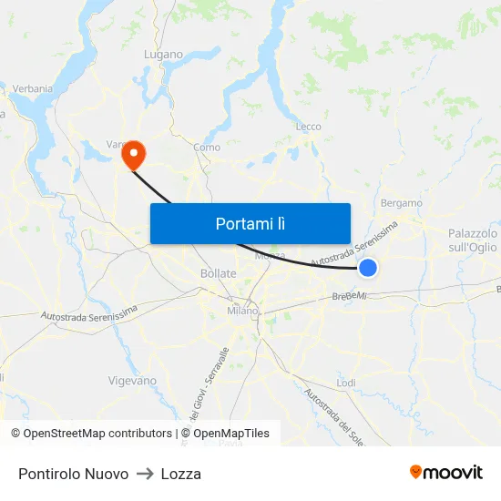 Pontirolo Nuovo to Lozza map