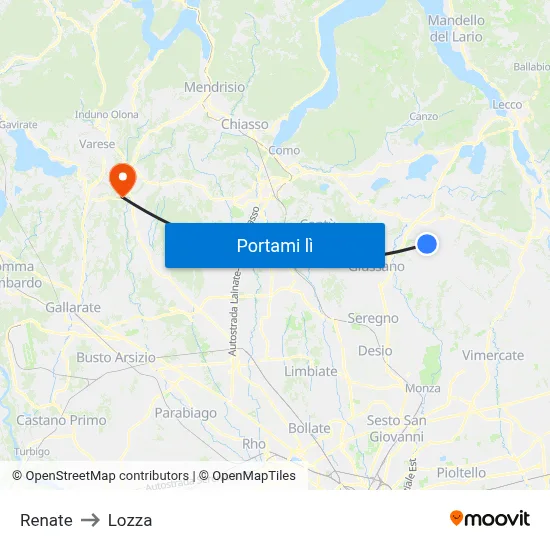 Renate to Lozza map
