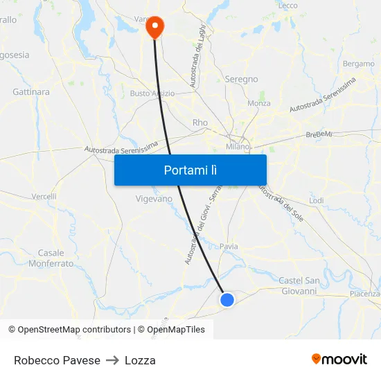 Robecco Pavese to Lozza map