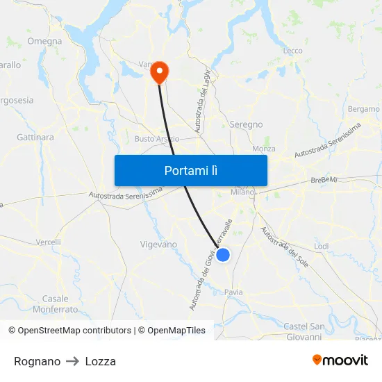 Rognano to Lozza map