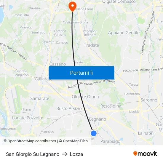 San Giorgio Su Legnano to Lozza map