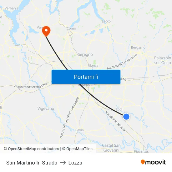 San Martino In Strada to Lozza map
