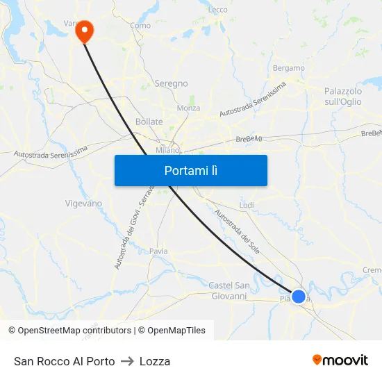 San Rocco Al Porto to Lozza map