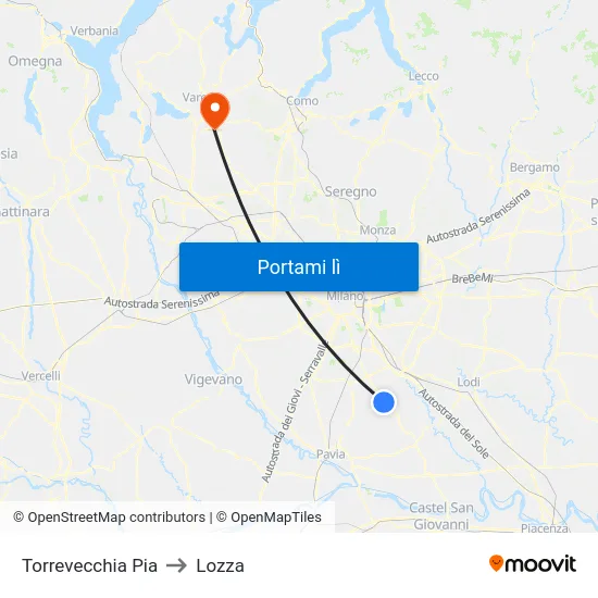 Torrevecchia Pia to Lozza map