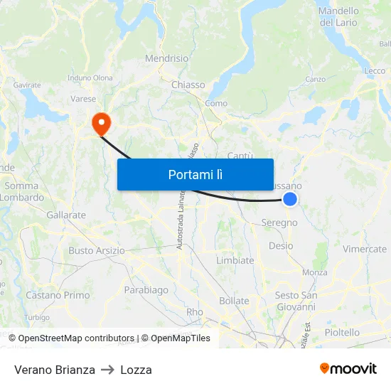 Verano Brianza to Lozza map