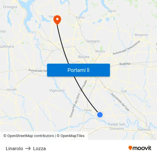 Linarolo to Lozza map
