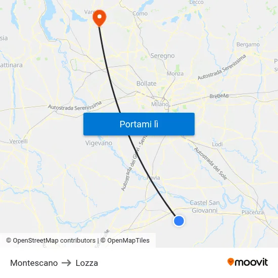 Montescano to Lozza map