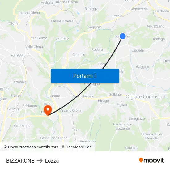 BIZZARONE to Lozza map