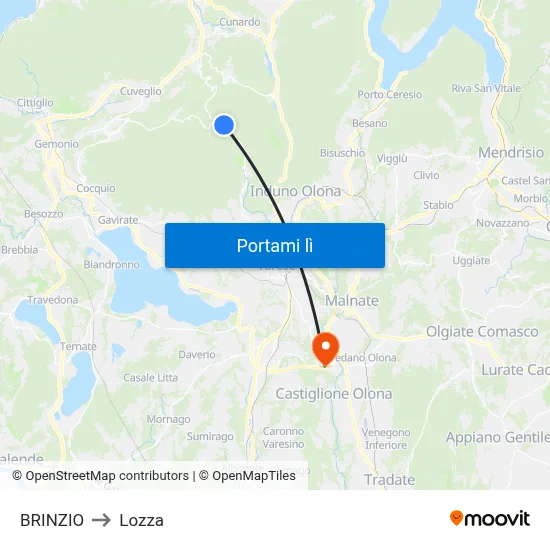 BRINZIO to Lozza map