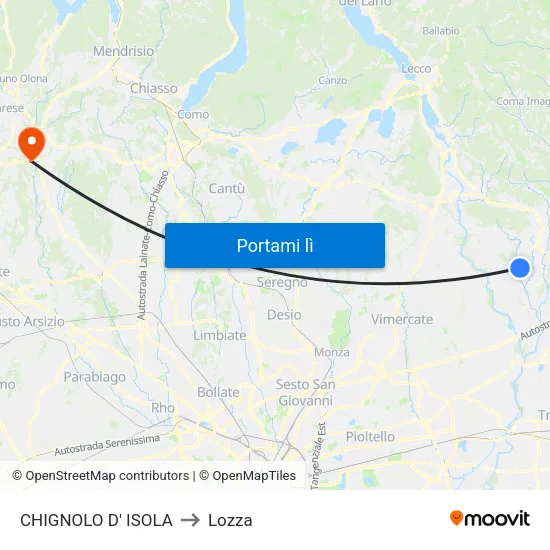 CHIGNOLO D' ISOLA to Lozza map