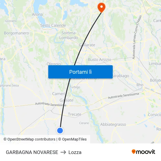 GARBAGNA NOVARESE to Lozza map