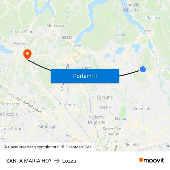 SANTA MARIA HO? to Lozza map