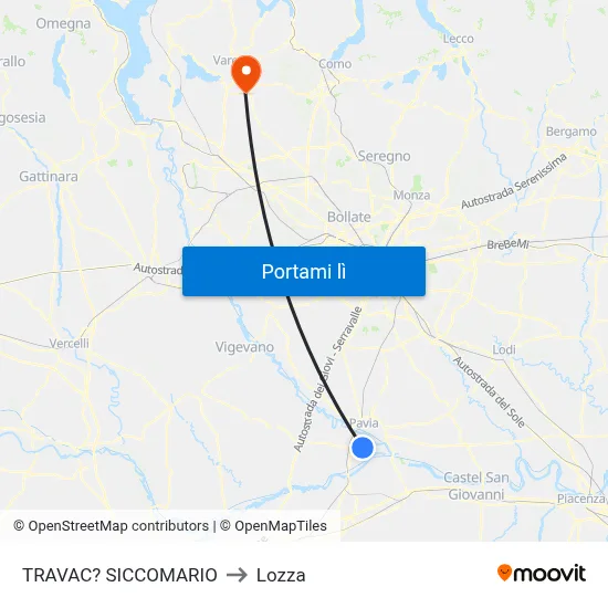TRAVAC? SICCOMARIO to Lozza map