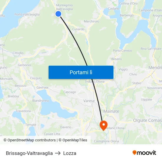Brissago-Valtravaglia to Lozza map