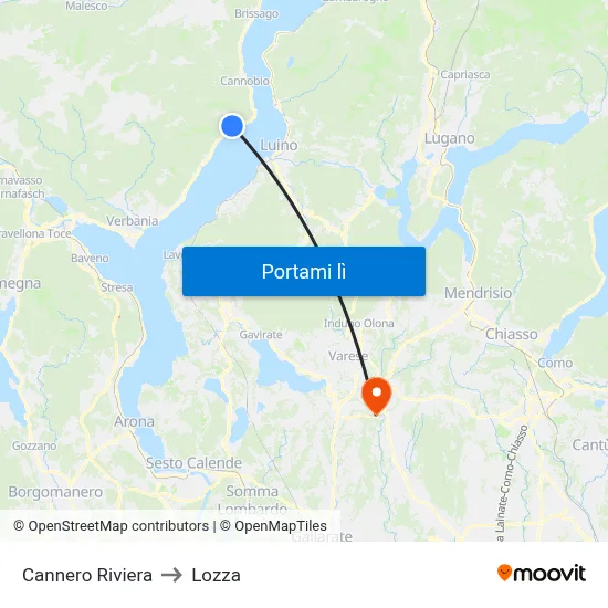 Cannero Riviera to Lozza map