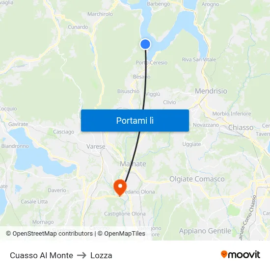 Cuasso Al Monte to Lozza map