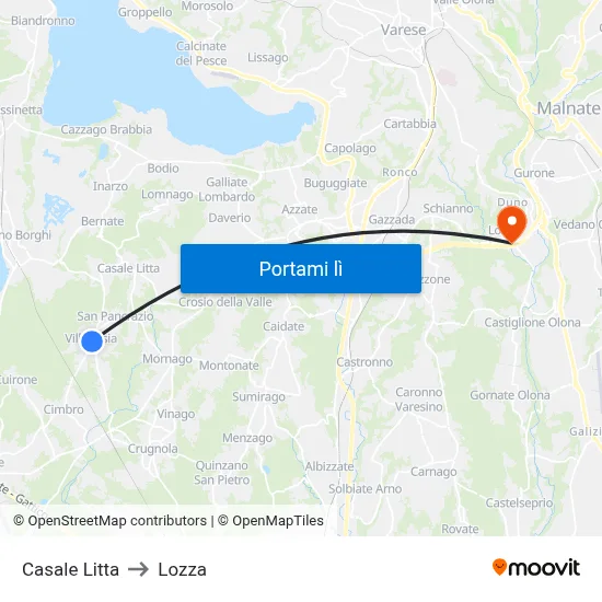 Casale Litta to Lozza map