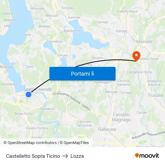 Castelletto Sopra Ticino to Lozza map