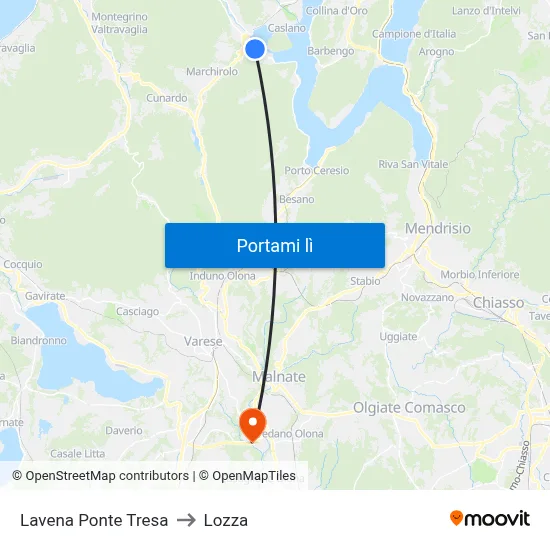 Lavena Ponte Tresa to Lozza map