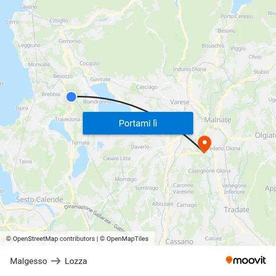 Malgesso to Lozza map