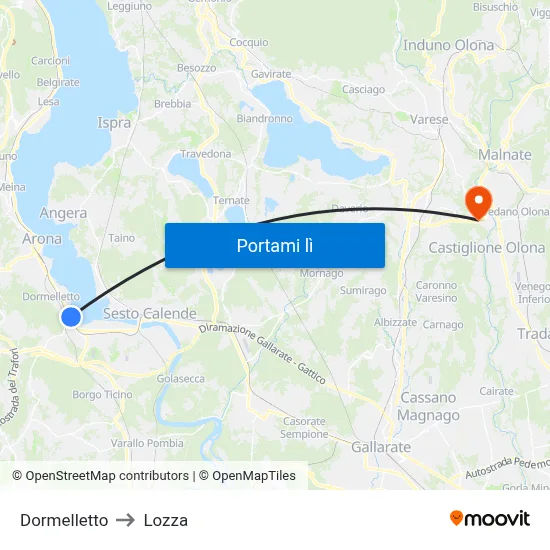 Dormelletto to Lozza map