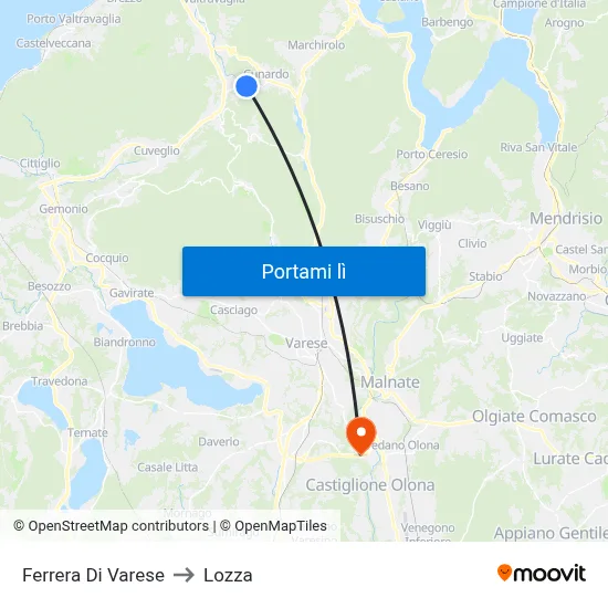 Ferrera Di Varese to Lozza map