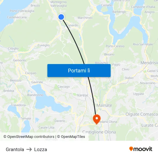 Grantola to Lozza map