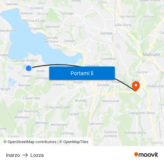 Inarzo to Lozza map