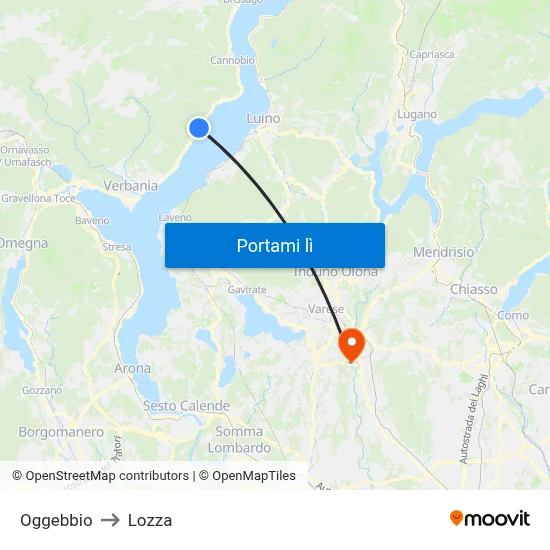 Oggebbio to Lozza map