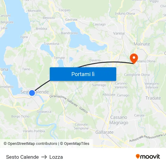Sesto Calende to Lozza map