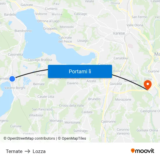 Ternate to Lozza map
