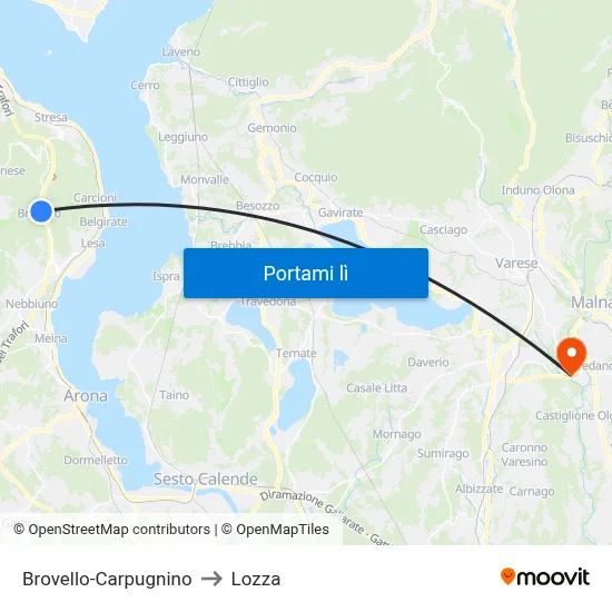 Brovello-Carpugnino to Lozza map