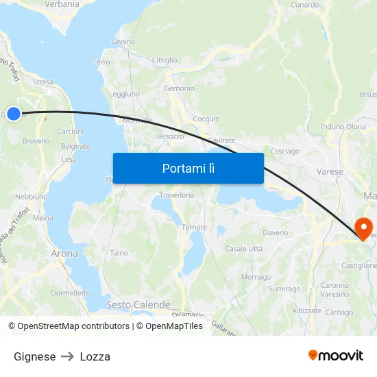 Gignese to Lozza map