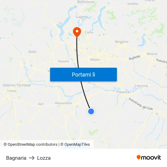 Bagnaria to Lozza map