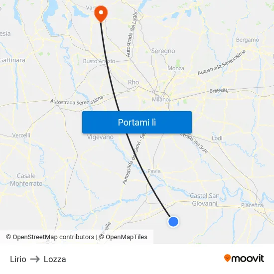 Lirio to Lozza map