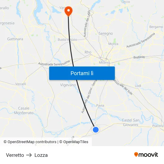 Verretto to Lozza map