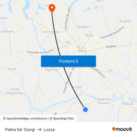 Pietra De' Giorgi to Lozza map
